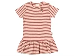 Rød og råhvid stribet sommerkjole fra Petit Piao PP309 light berry dark off white